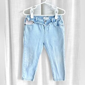 Zara baby light wash straight cinched jeans